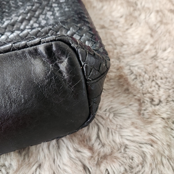 Dee Ocleppo 100% Leather Weaved Black Tote Bag Made in Italy - Picture 5 of 14